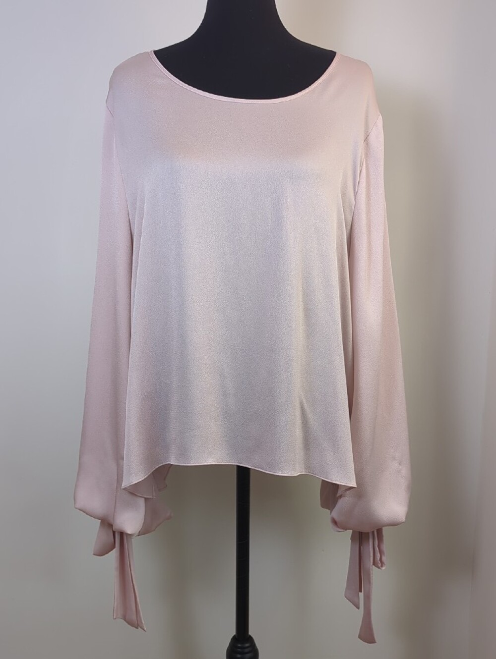 Vince Camuto Metallic Pink Satin Tie Cuff Blouse Long Sleeve XL